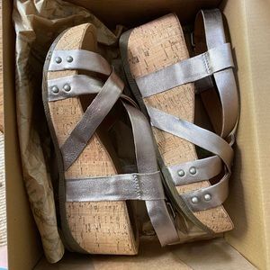 Brand new!! Platinum Wedges